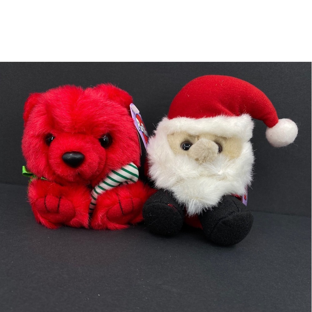 Swibco Puffkins Christmas Plush Set Ho Ho Santa & Jangles Bear Limited Edition